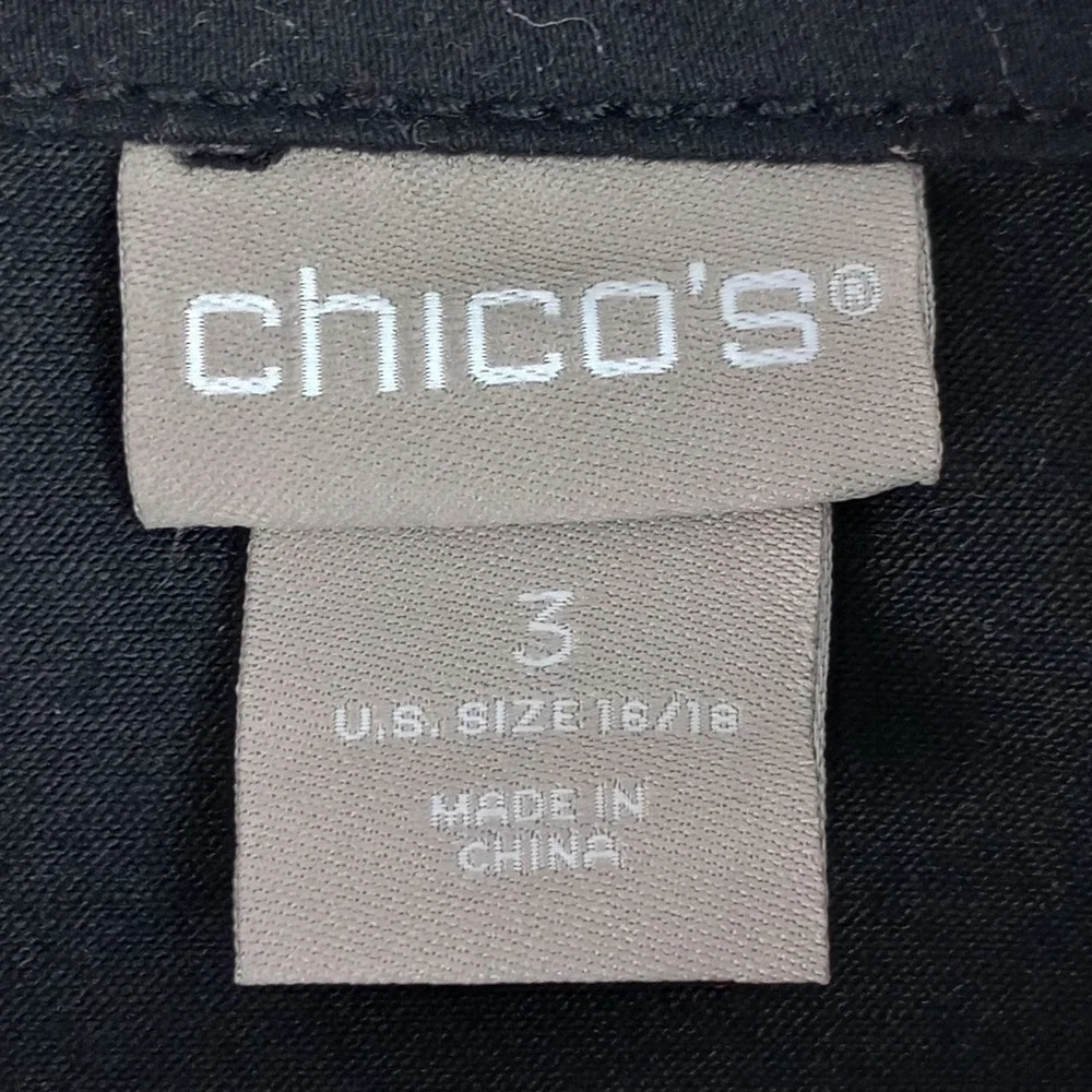 Chico's Womens 3 Black Beaded Embroidery Sequin Longline Soft Stretch Jacket